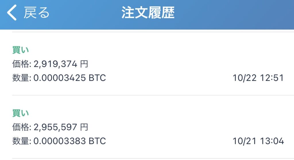 ビットコインの履歴です。